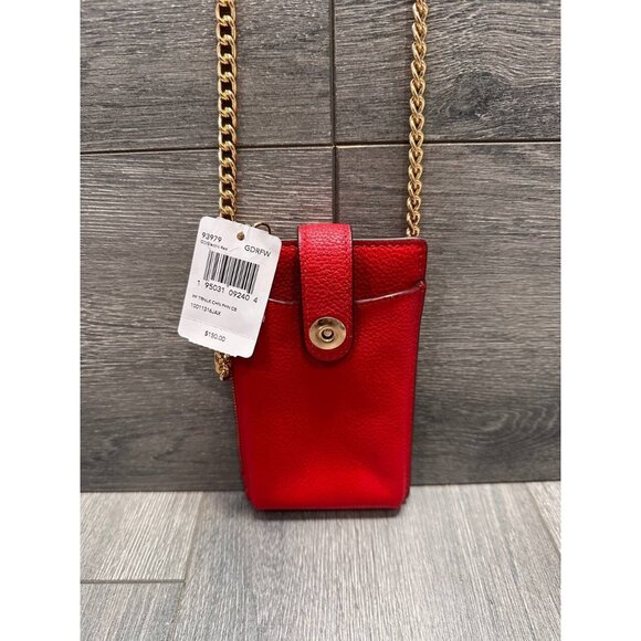COACH Signature leather crossbody phone Red bag chain - Picture 1 of 13